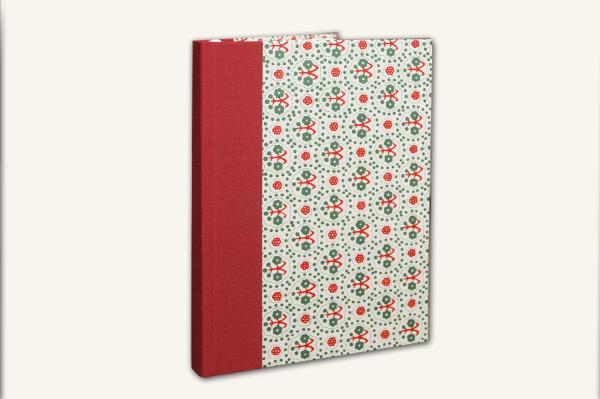 patterned diary, hardcover, linen spine red